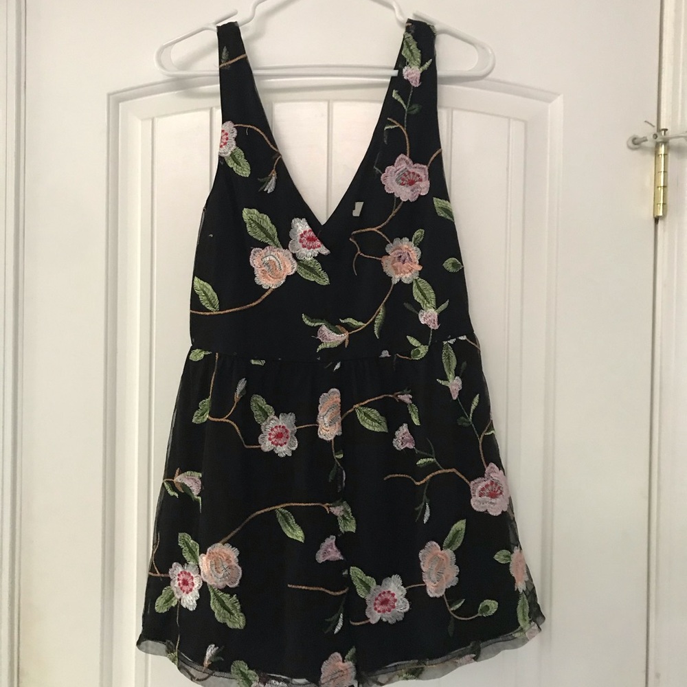 Urban Outfitters embroidered floral romper